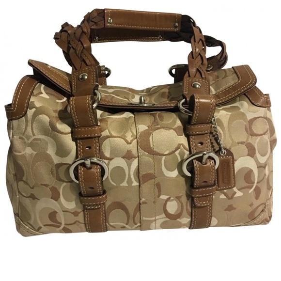 Coach CC jacquard print canvas satchel handbag - Picture 1 of 8